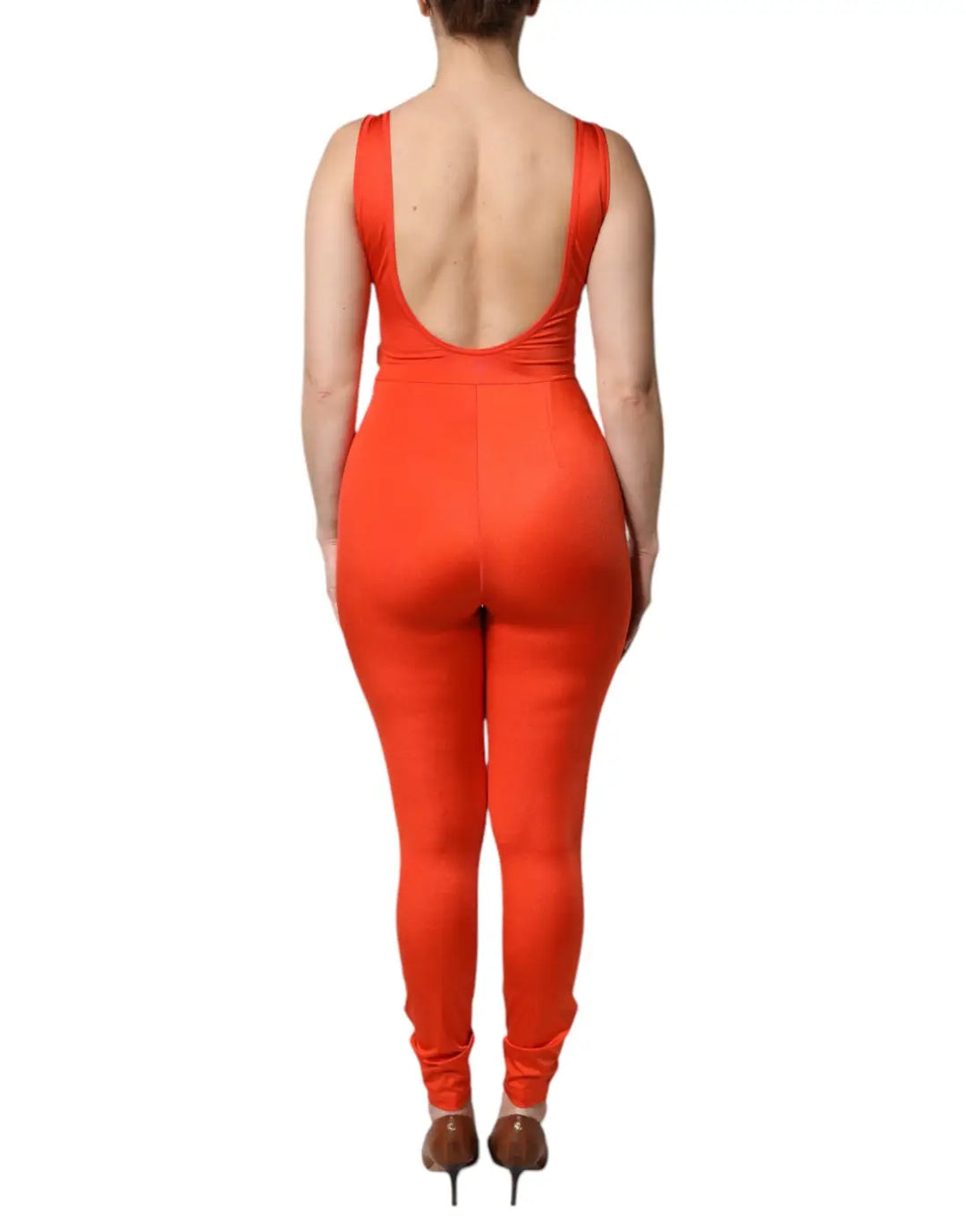 Dolce &amp; Gabbana Orange Sleeveless Bodycon Jumpsuit Dress