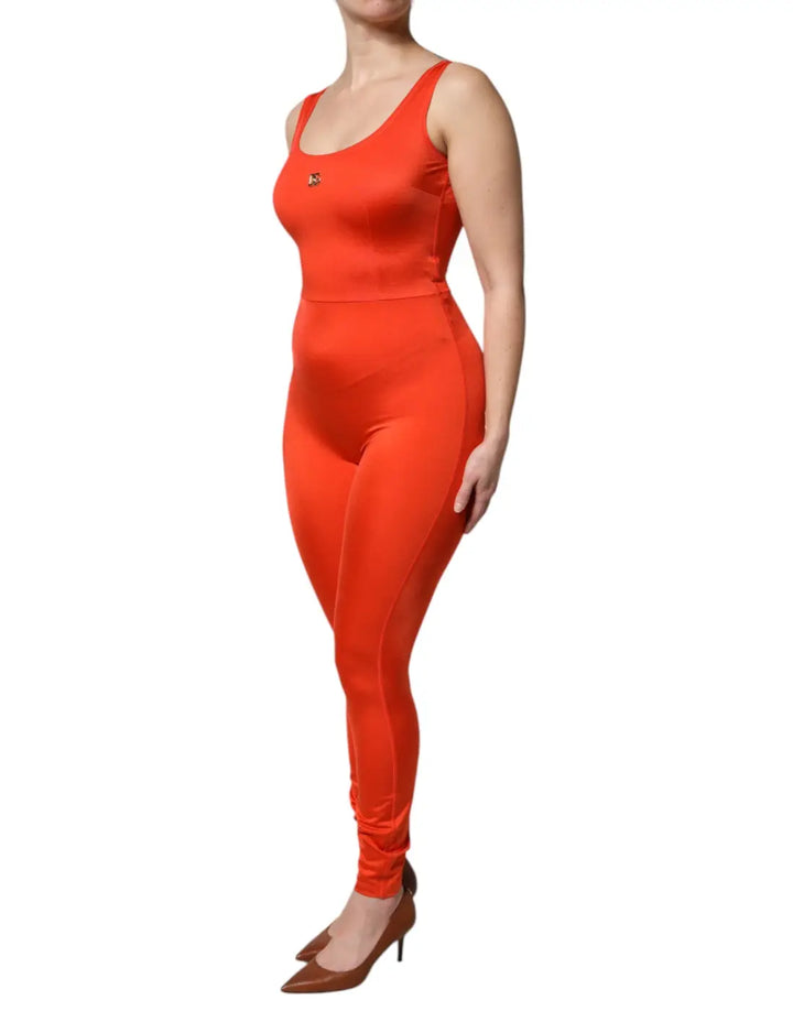 Dolce &amp; Gabbana Orange Sleeveless Bodycon Jumpsuit Dress