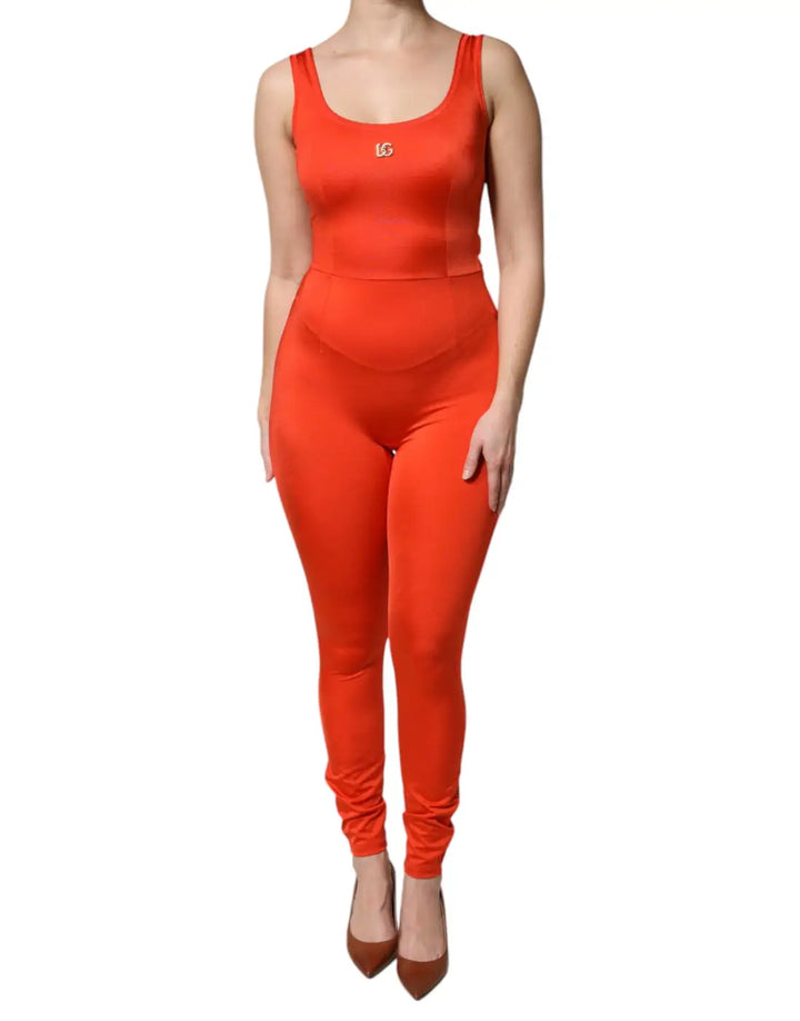 Dolce &amp; Gabbana Orange Sleeveless Bodycon Jumpsuit Dress