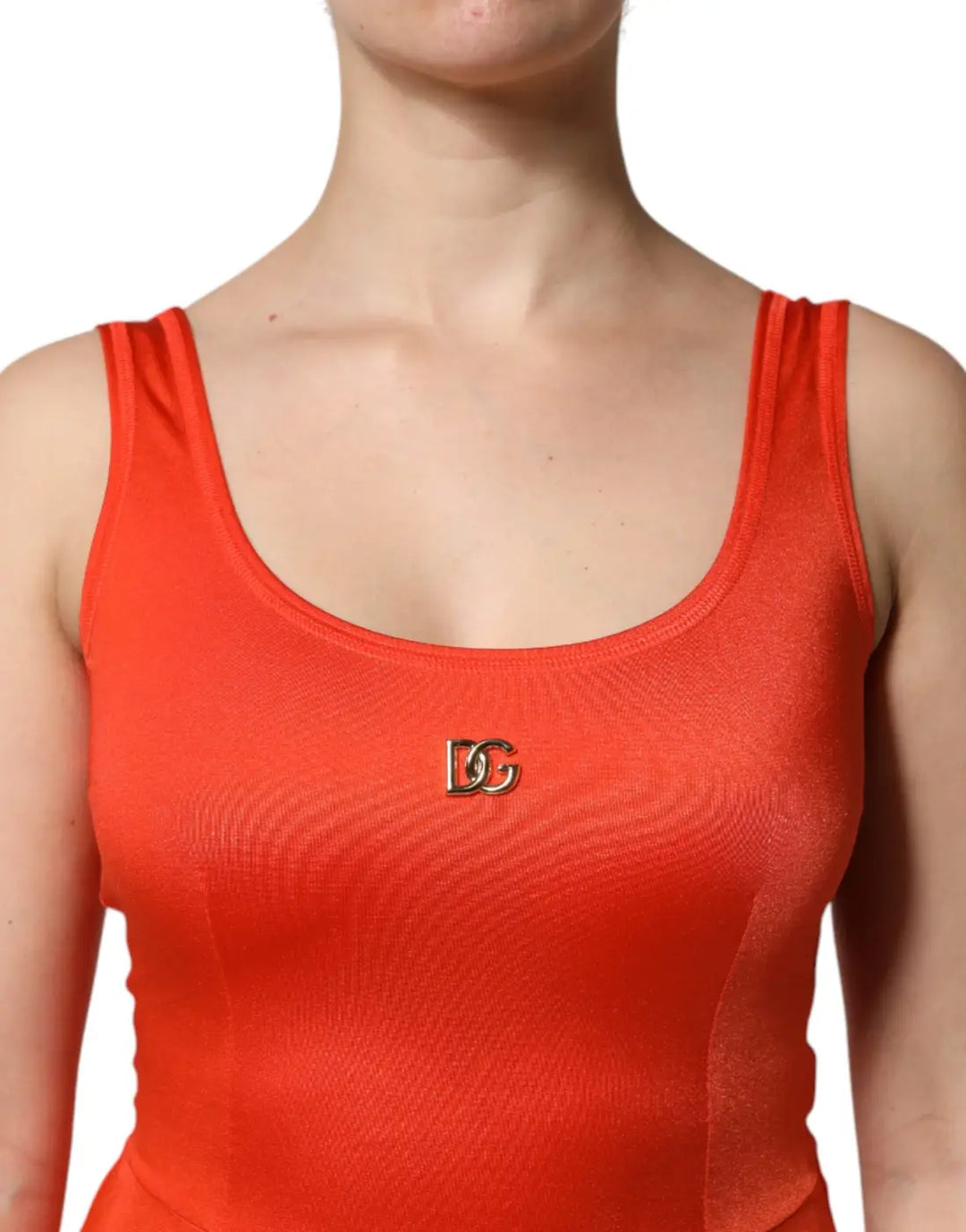 Dolce &amp; Gabbana Orange Sleeveless Bodycon Jumpsuit Dress