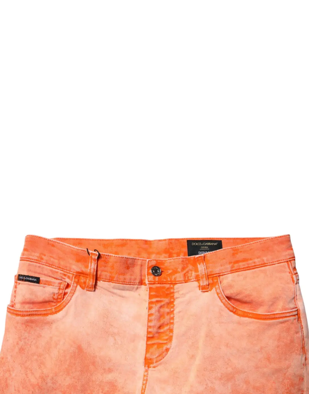 Dolce &amp; Gabbana Orange Tie Dye Cotton Skinny Men Denim Jeans