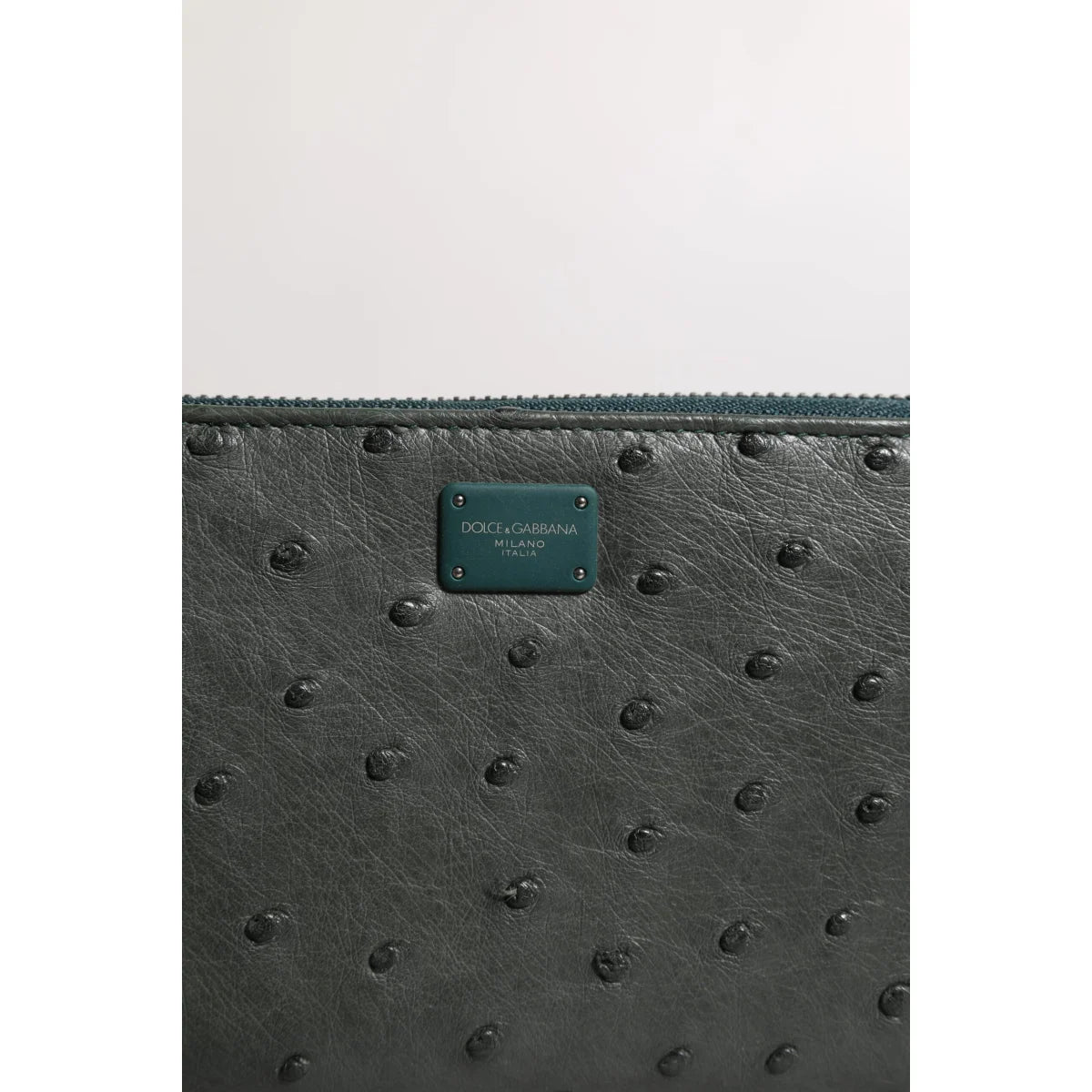 Dolce Gabbana Ostrich Wallet Luxury with Logo Patch and Card Slots &