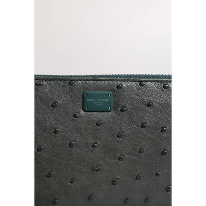 Dolce Gabbana Ostrich Wallet Luxury with Logo Patch and Card Slots &