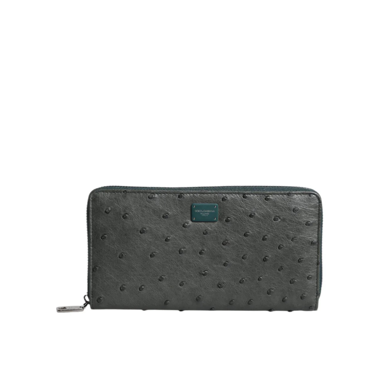 Dolce Gabbana Ostrich Wallet Luxury with Logo Patch and Card Slots &