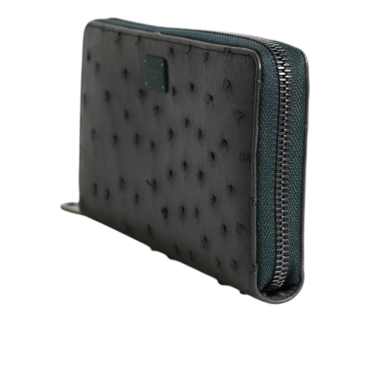 Dolce Gabbana Ostrich Wallet Luxury with Logo Patch and Card Slots &