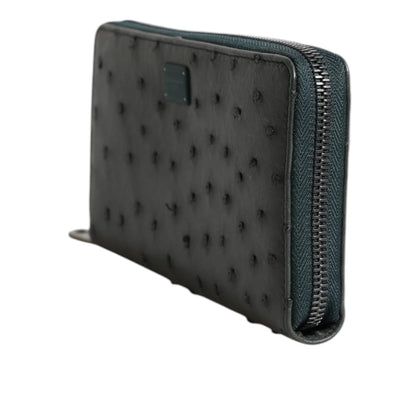 Dolce Gabbana Ostrich Wallet Luxury with Logo Patch and Card Slots &
