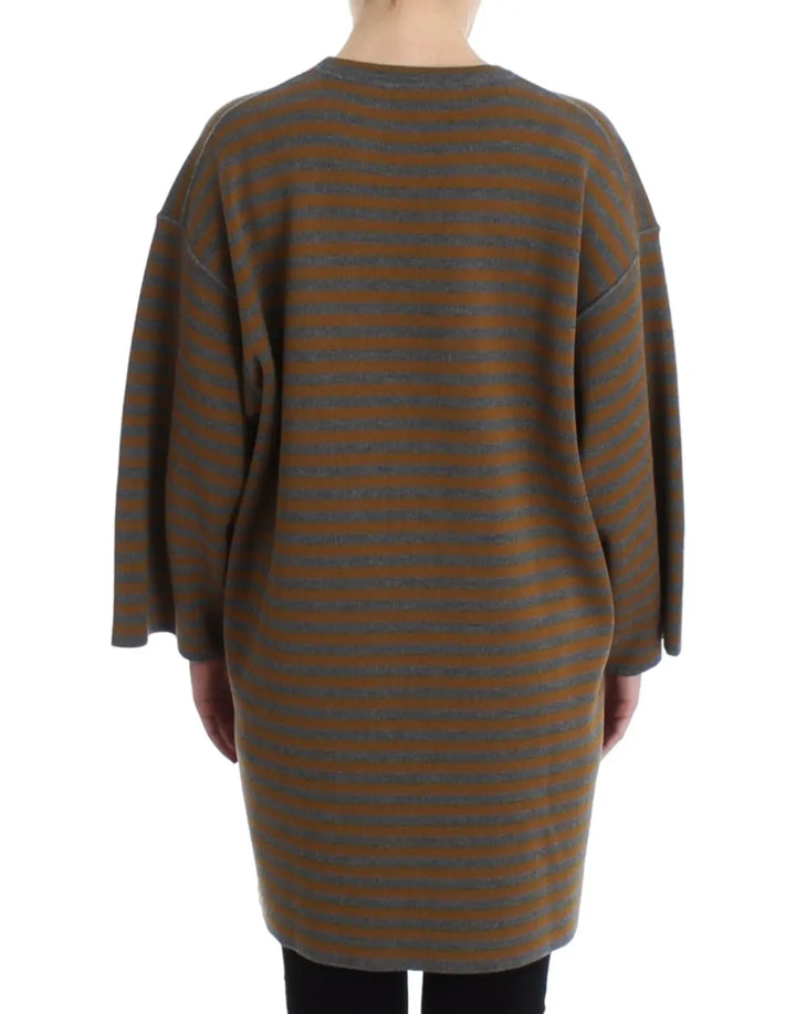 Dolce &amp; Gabbana Oversized Gray Yellow Striped Sweater Top