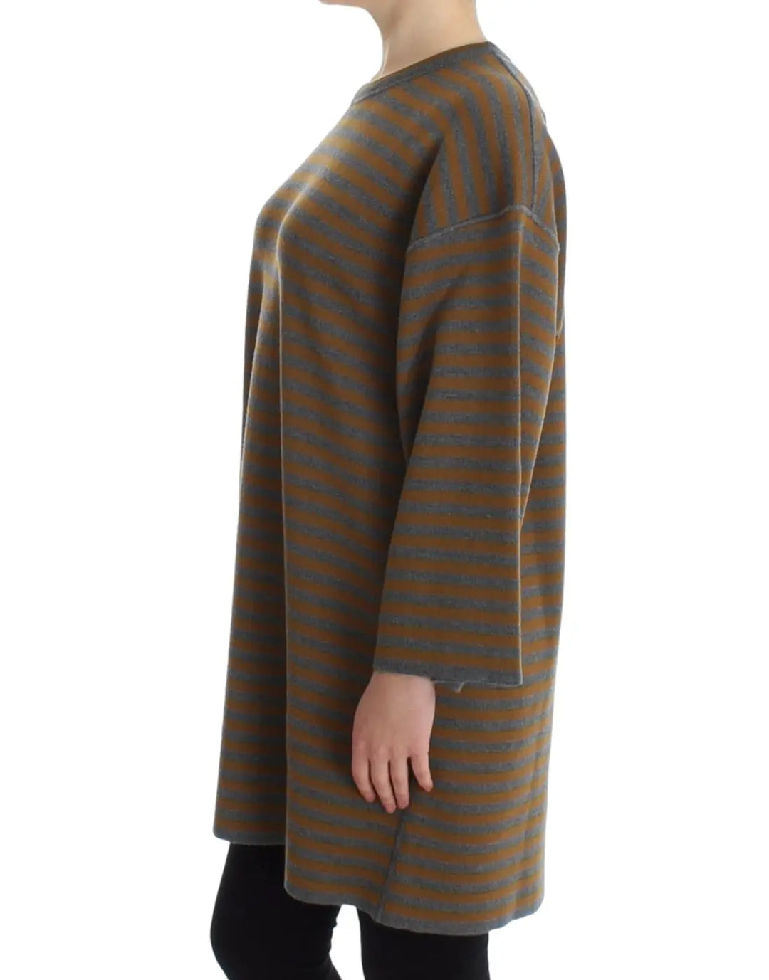 Dolce &amp; Gabbana Oversized Gray Yellow Striped Sweater Top