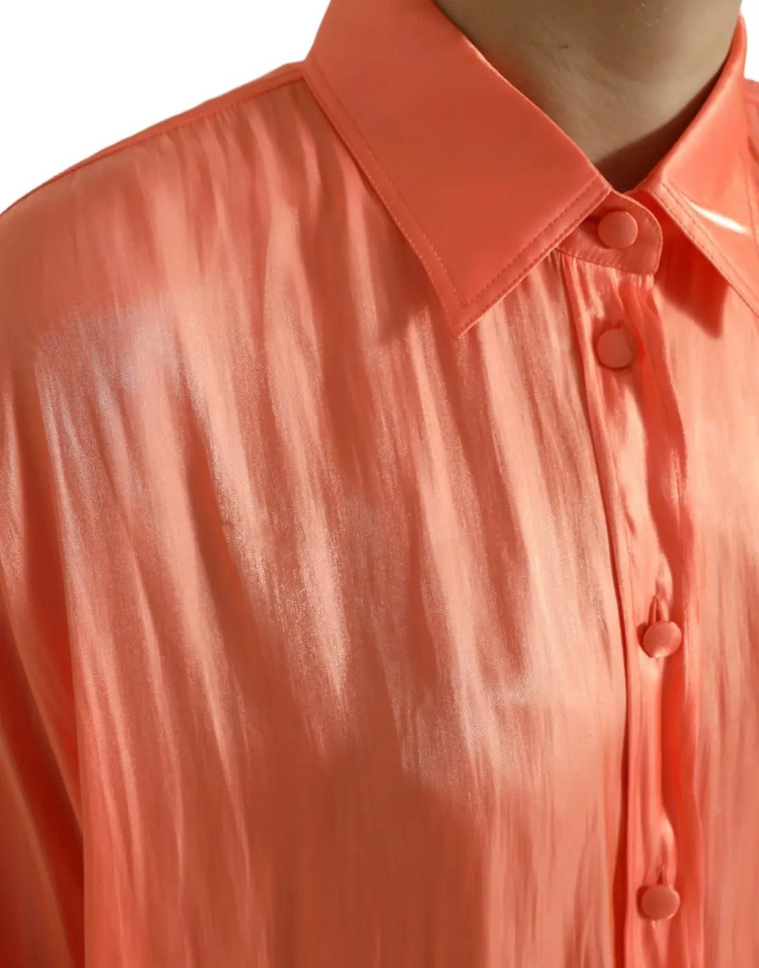 Dolce &amp; Gabbana Peach Long Sleeve Button Down Blouse Top