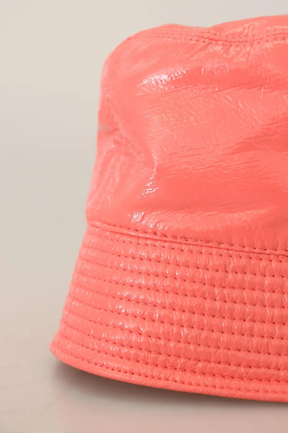 Dolce &amp; Gabbana Peach Quilted Faux Leather Women Bucket Cap Hat