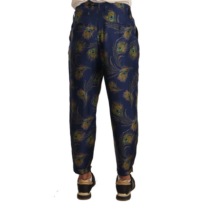 Dolce Gabbana Peacock Print Silk Trousers Slay &
