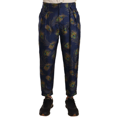 Dolce Gabbana Peacock Print Silk Trousers Slay &