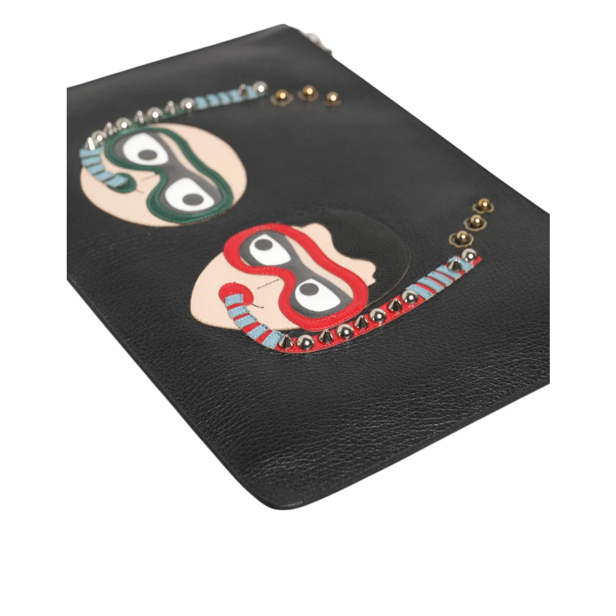 Dolce Gabbana Pebbled Leather Pouch Bag with DGFamily Embellished Appliqués &