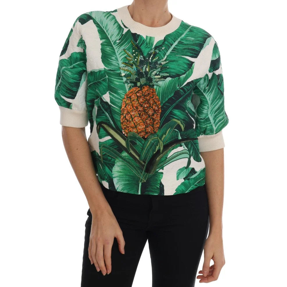 Dolce & Gabbana Pineapple Banana Sequins Crewneck Sweater