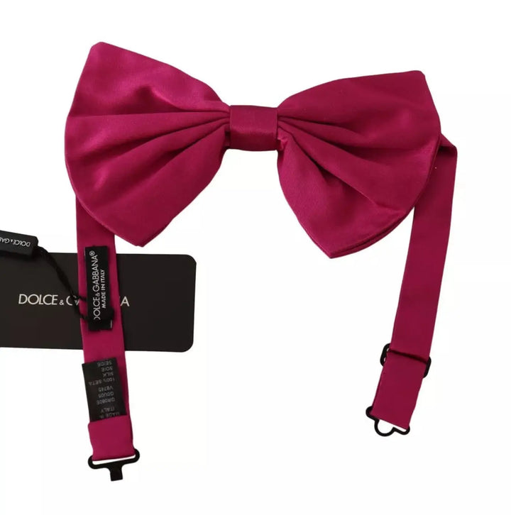 Dolce &amp; Gabbana Pink 100% Silk Adjustable Neck Bow Tie Men