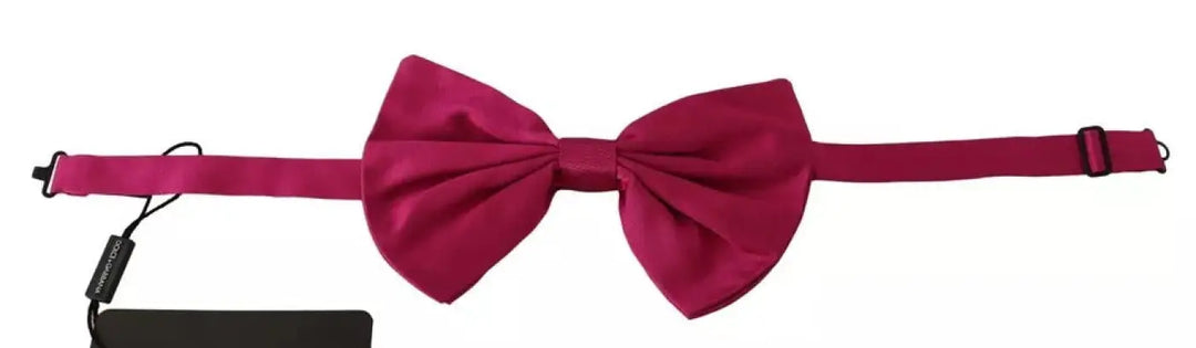 Dolce &amp; Gabbana Pink 100% Silk Adjustable Neck Bow Tie Men