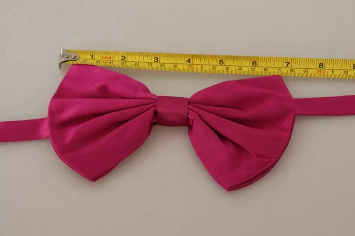 Dolce &amp; Gabbana Pink 100% Silk Adjustable Neck Bow Tie Men