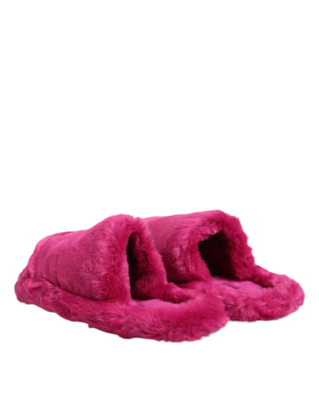 Dolce &amp; Gabbana Pink Acrylic Faux Fur Mens Flats Sandals Shoes