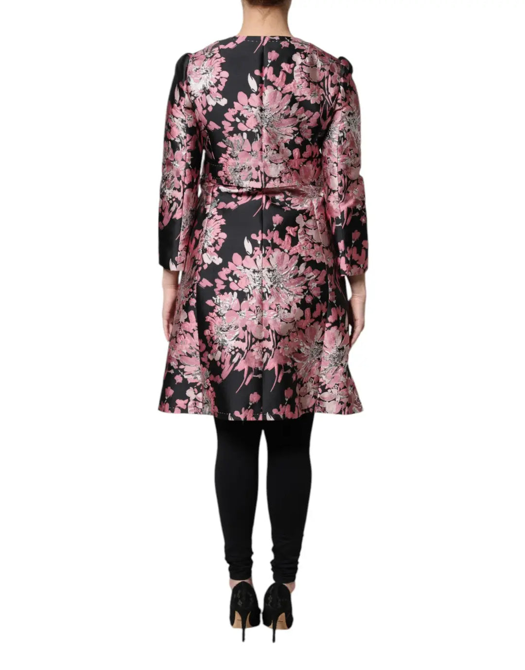 Dolce &amp; Gabbana Pink Black Floral Brocade Trenchcoat Jacket
