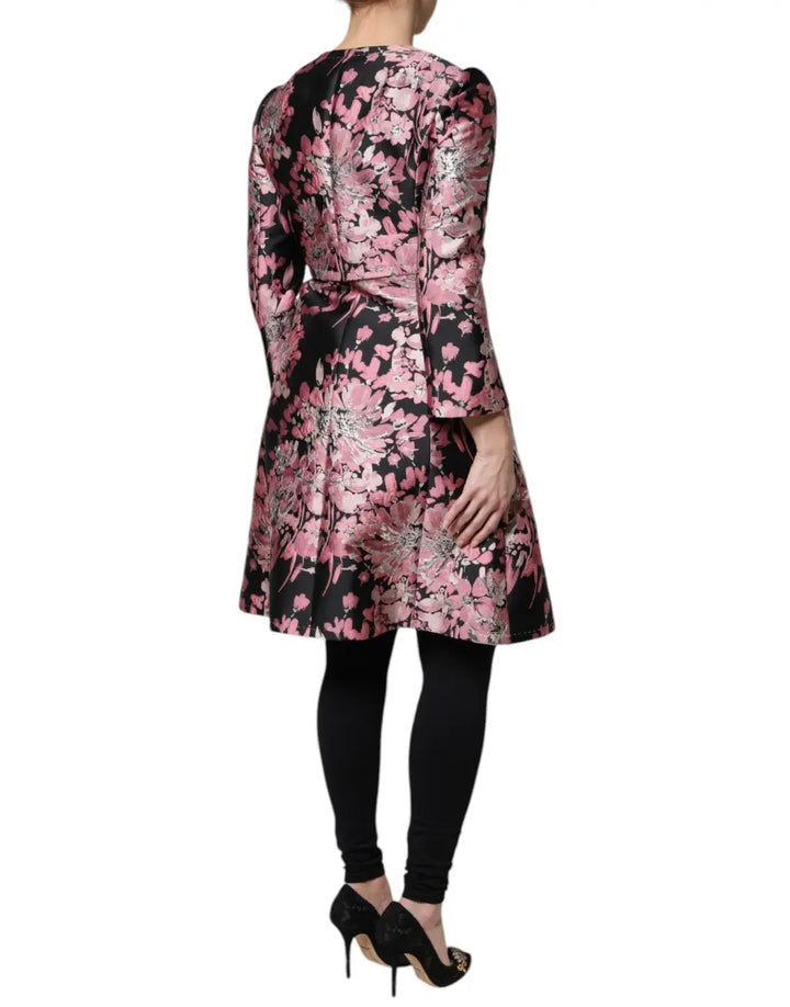 Dolce &amp; Gabbana Pink Black Floral Brocade Trenchcoat Jacket