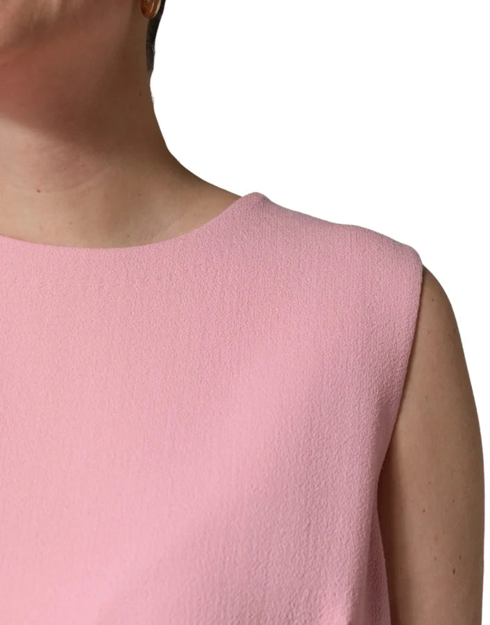 Dolce &amp; Gabbana Pink Blue Wool Sleeveless Shift Mini Dress