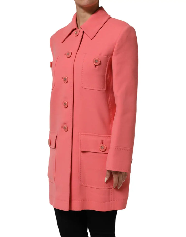 Dolce &amp; Gabbana Pink Buttoned Down Trench Coat Jacket
