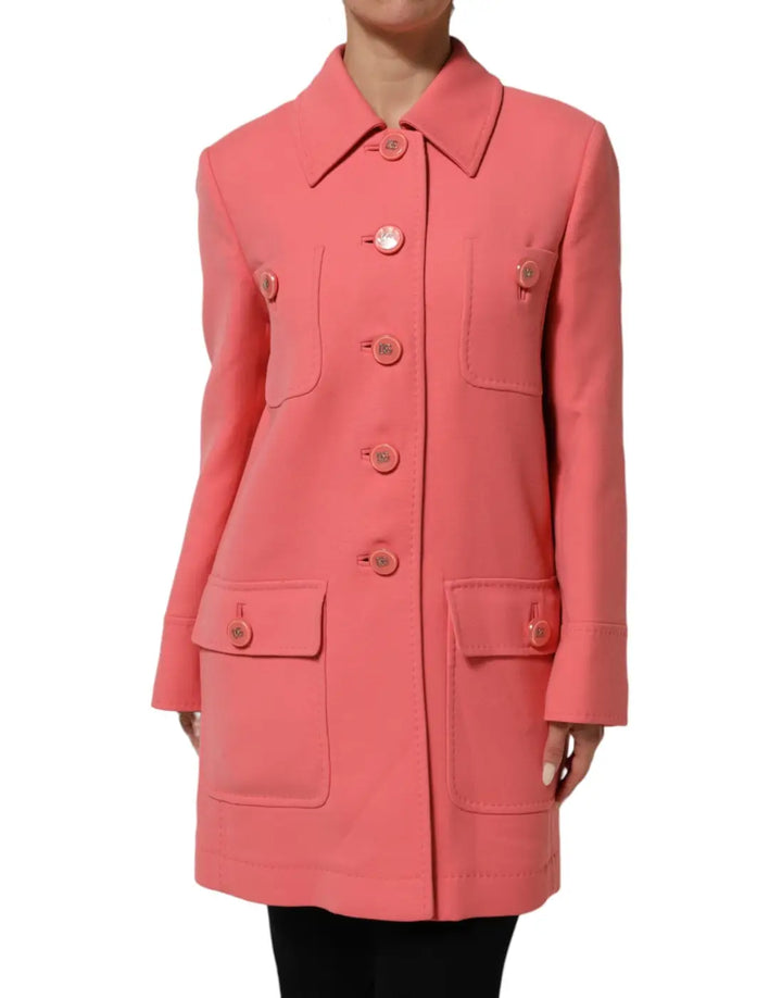 Dolce &amp; Gabbana Pink Buttoned Down Trench Coat Jacket
