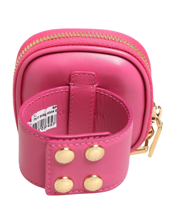Dolce &amp; Gabbana Pink Calf Leather Dg Logo Multifunctional Kit Borse Bag