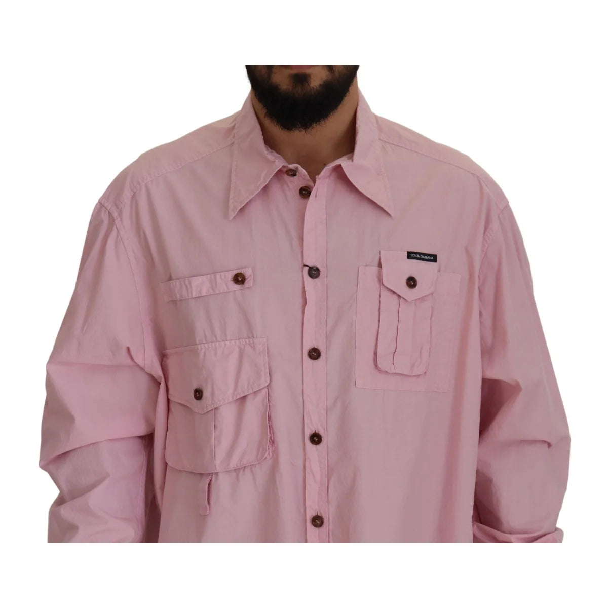 Dolce & Gabbana Pink Casual Button Down Long Sleeves Shirt