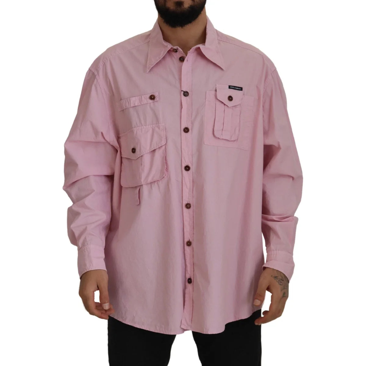 Dolce & Gabbana Pink Casual Button Down Long Sleeves Shirt