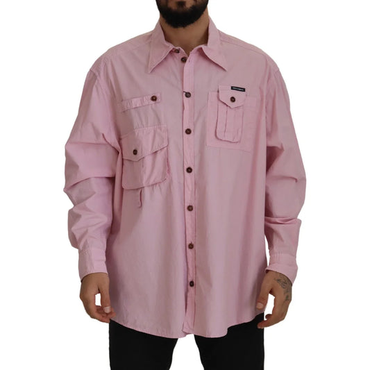 Dolce & Gabbana Pink Casual Button Down Long Sleeves Shirt
