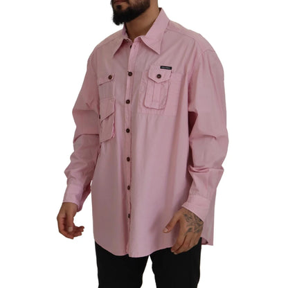 Dolce & Gabbana Pink Casual Button Down Long Sleeves Shirt