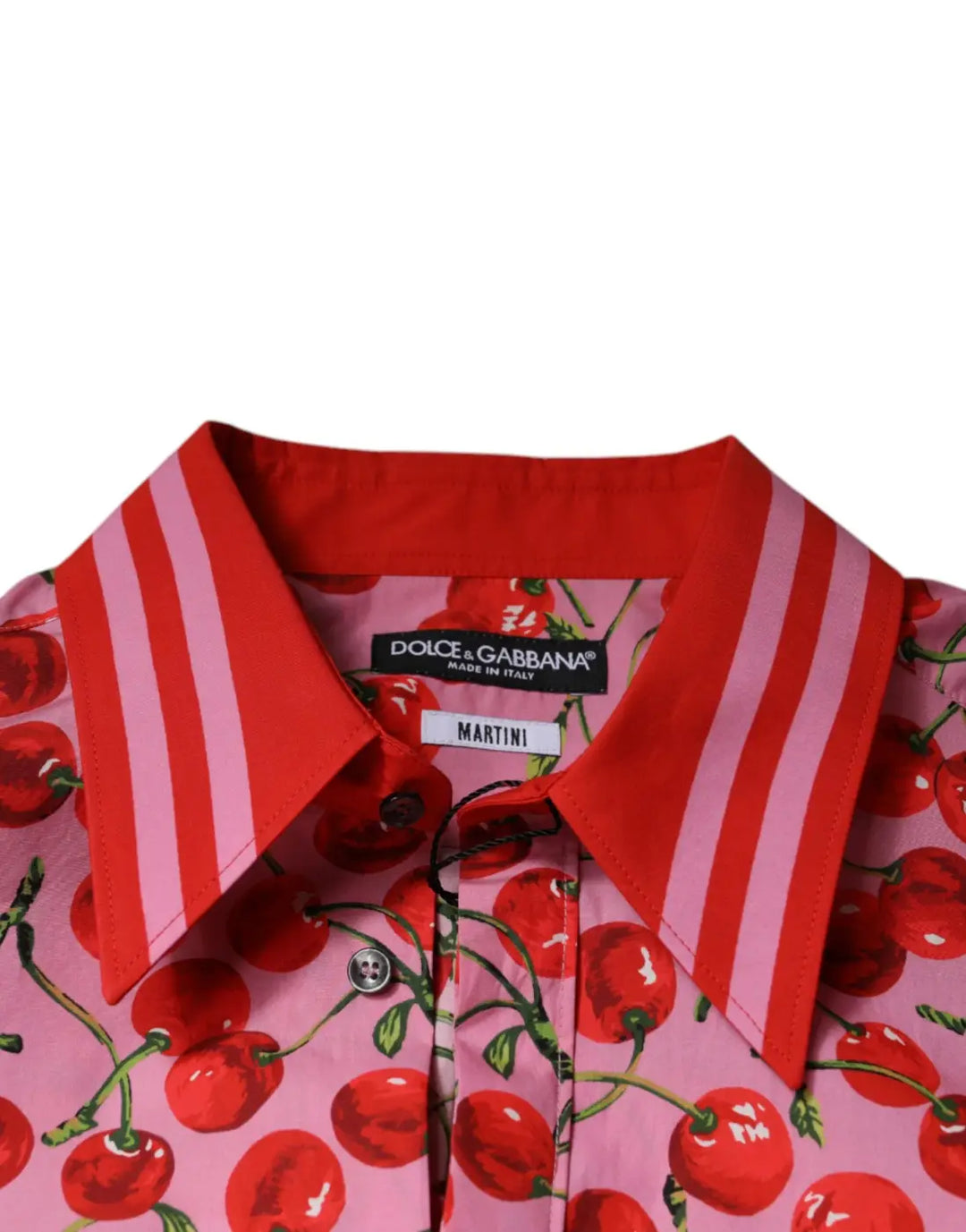 Dolce &amp; Gabbana Pink Cherry Cotton Formal MARTINI Dress Shirt