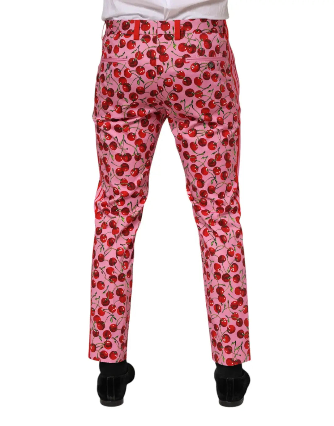 Dolce &amp; Gabbana Pink Cherry Print Cotton Dress Pants