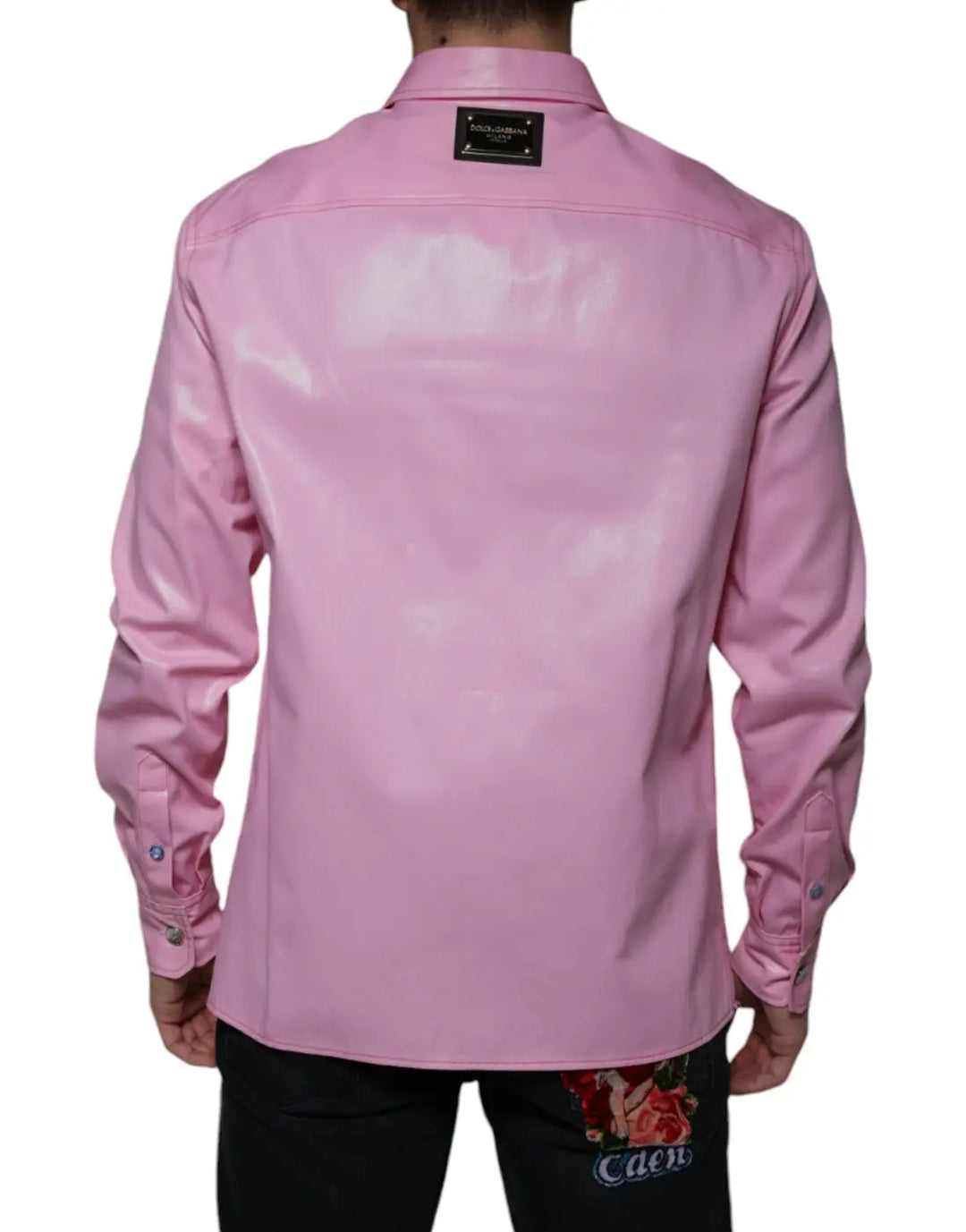 Dolce &amp; Gabbana Pink Cotton Collared Button Down Shirt