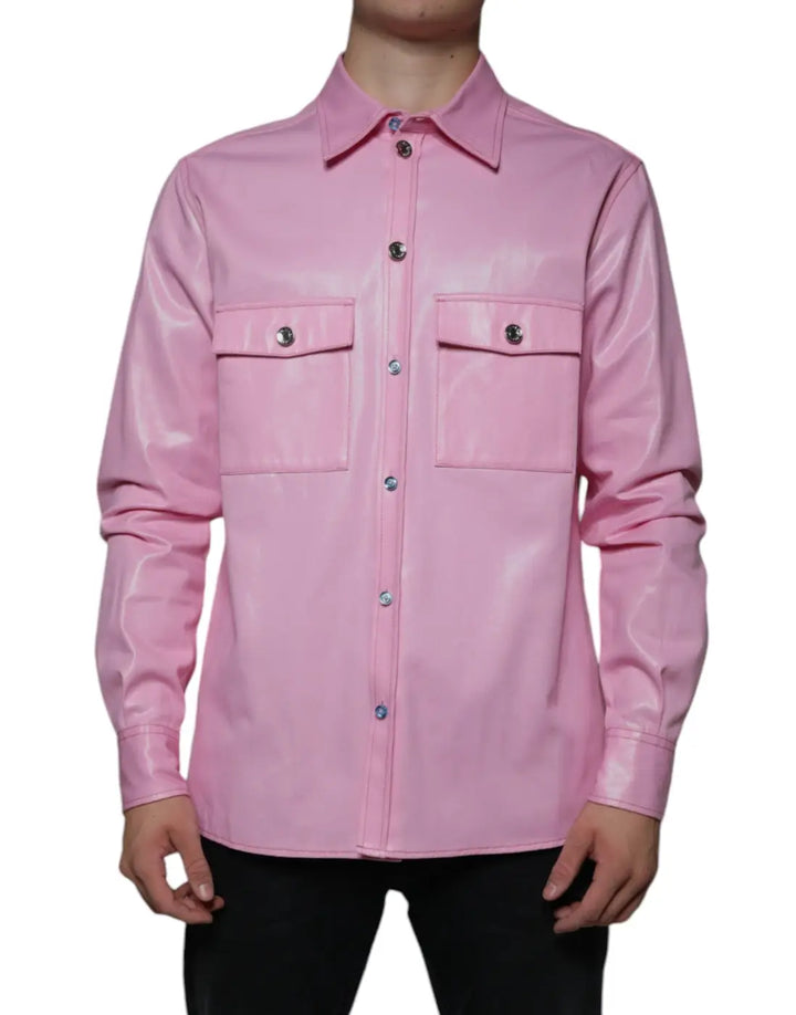 Dolce &amp; Gabbana Pink Cotton Collared Button Down Shirt