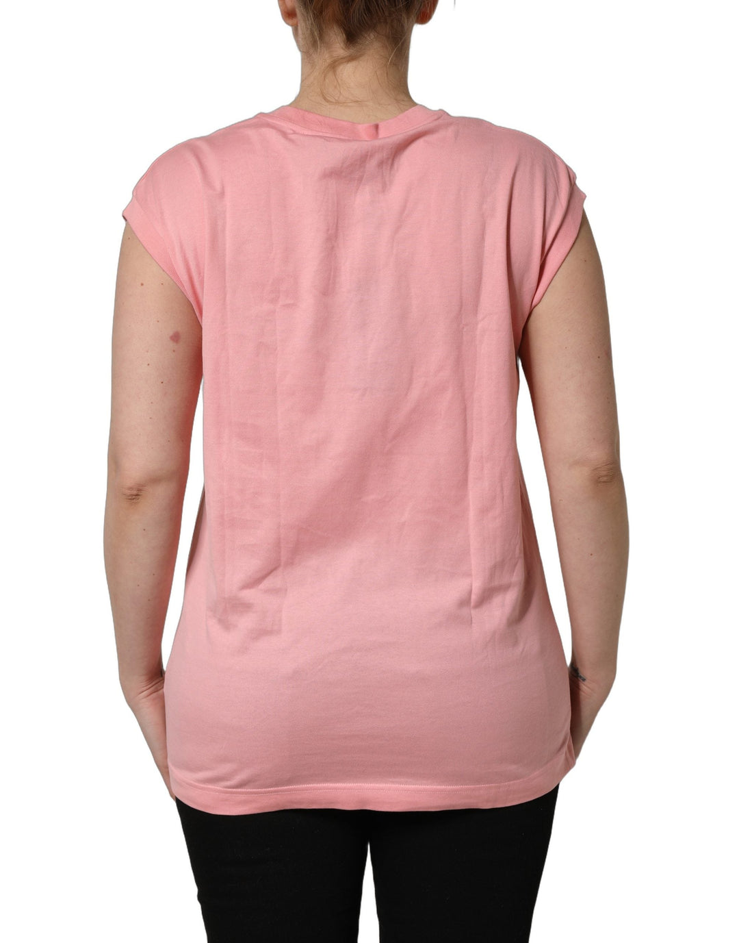 Dolce &amp; Gabbana - Pink Cotton DG Logo Round Neck Tank T-shirt