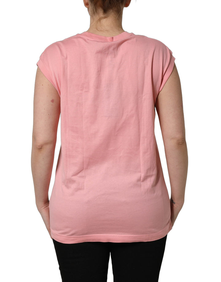 Dolce &amp; Gabbana - Pink Cotton DG Logo Round Neck Tank T-shirt