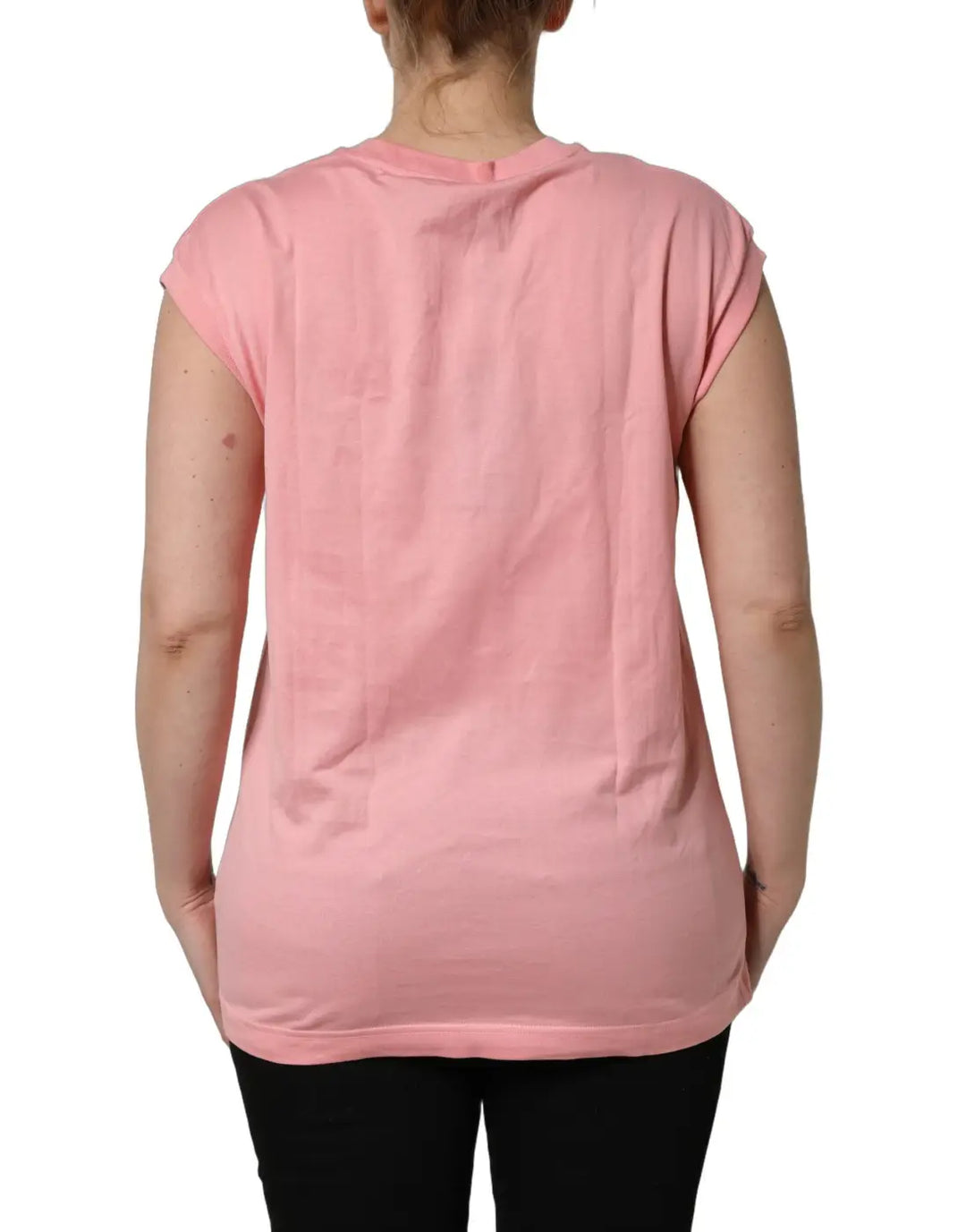 Dolce &amp; Gabbana Pink Cotton DG Logo Round Neck Tank T-shirt