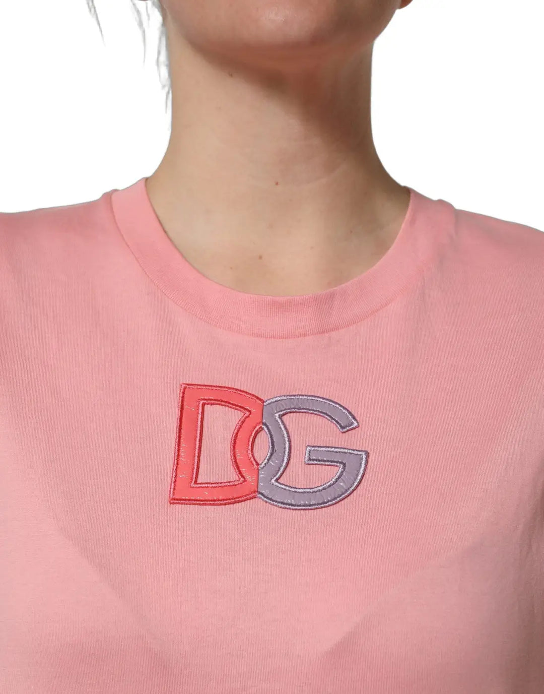 Dolce &amp; Gabbana Pink Cotton DG Logo Round Neck Tank T-shirt