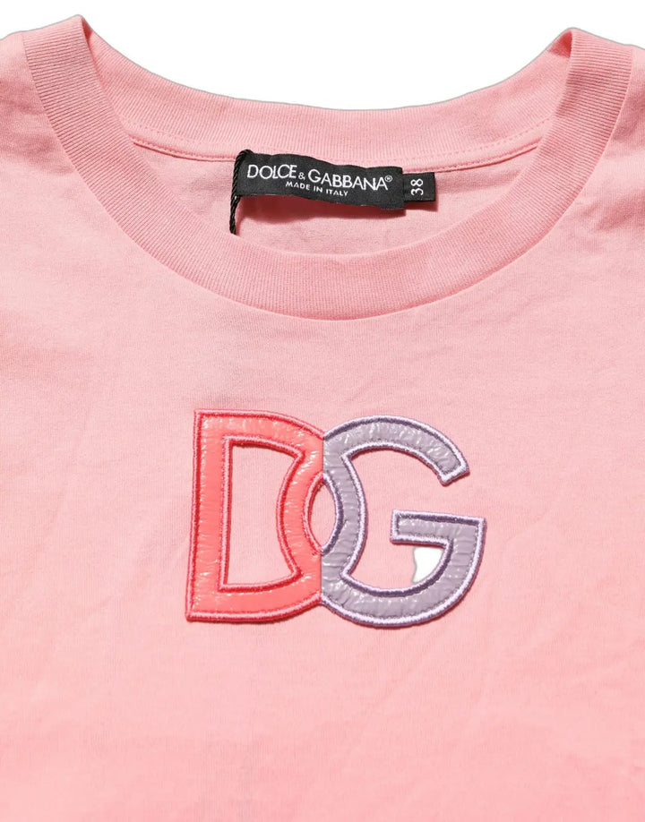 Dolce &amp; Gabbana Pink Cotton DG Logo Round Neck Tank T-shirt