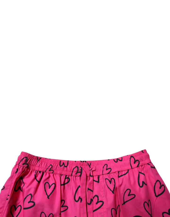 Dolce &amp; Gabbana Pink Cotton Heart Print Bermuda Shorts