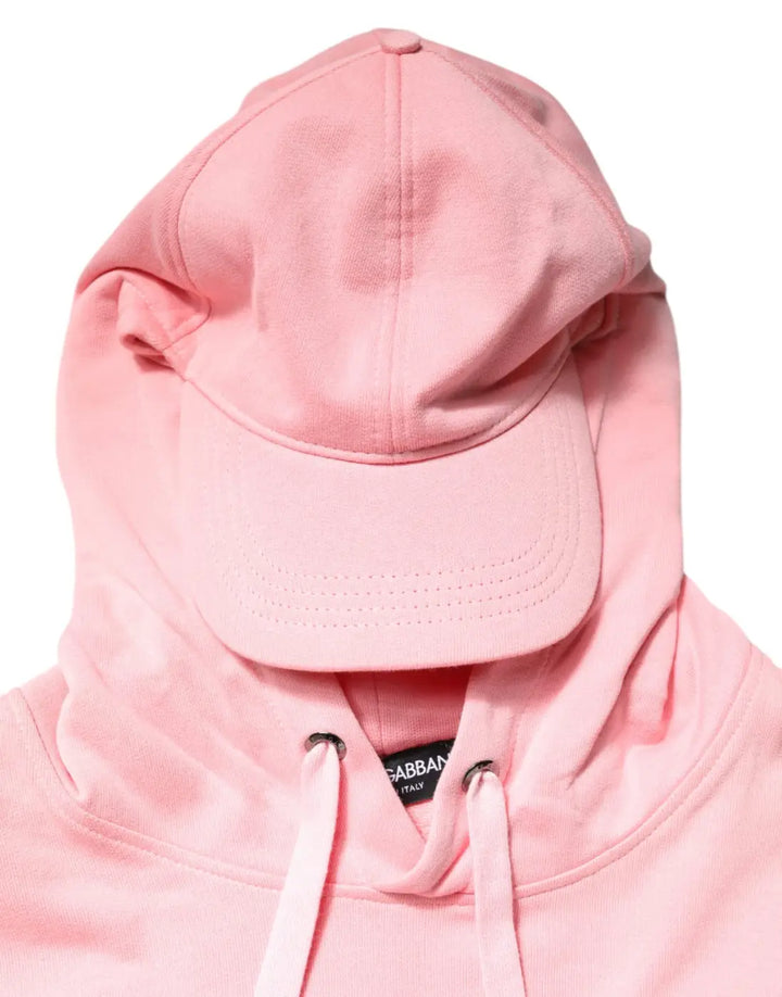 Dolce &amp; Gabbana Pink Cotton Hooded Men Sportswear Vest Sweater