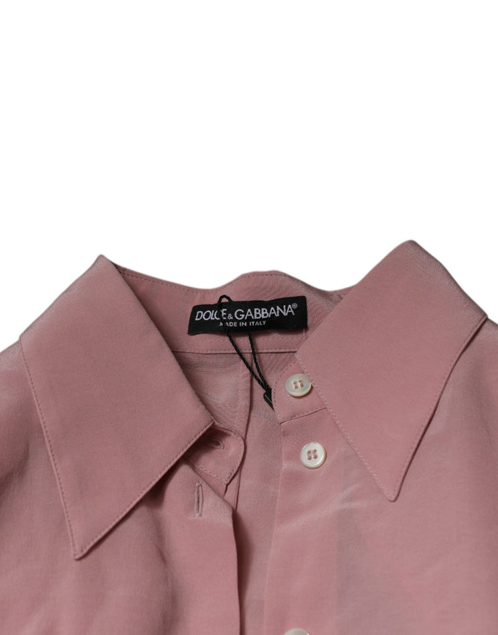 Dolce &amp; Gabbana Blouses - Women’s Pink Cotton Long Sleeves Collared Blouse Top