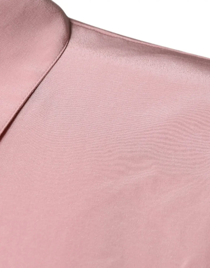 Dolce &amp; Gabbana Pink Cotton Long Sleeves Collared Blouse Top