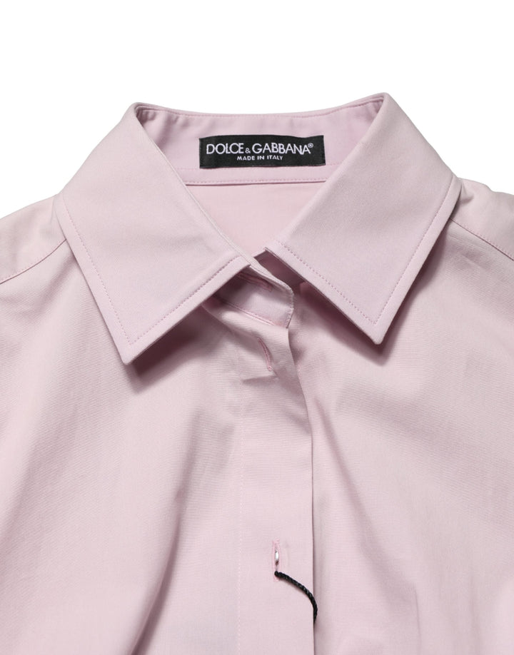 Dolce &amp; Gabbana - Pink Cotton Long Sleeves Collared Shirt Top