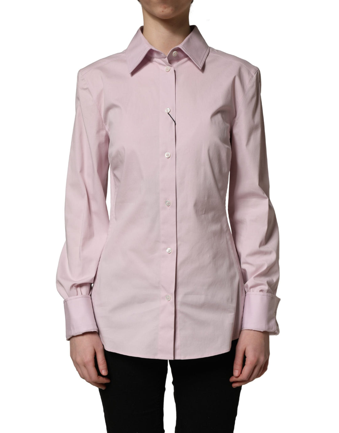 Dolce &amp; Gabbana - Pink Cotton Long Sleeves Collared Shirt Top