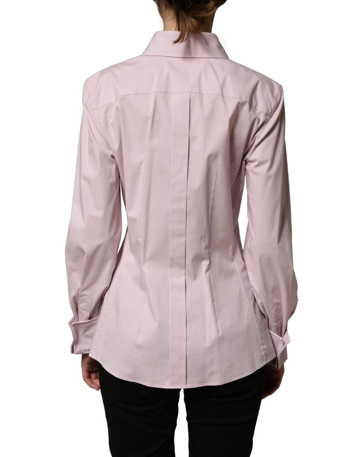 Dolce &amp; Gabbana - Pink Cotton Long Sleeves Collared Shirt Top