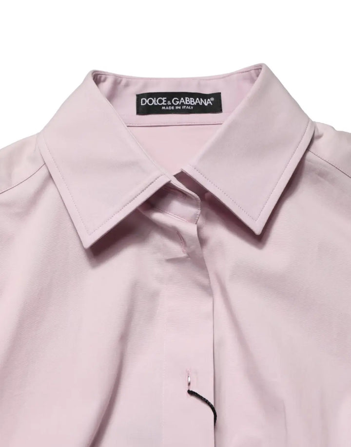 Dolce &amp; Gabbana Pink Cotton Long Sleeves Collared Shirt Top