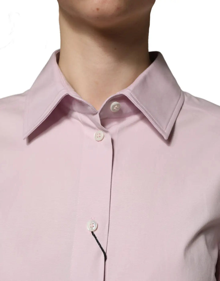 Dolce &amp; Gabbana Pink Cotton Long Sleeves Collared Shirt Top